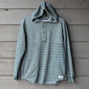Muttonhead Green Long Sleeve Henley Hoodie Sweatshirt Size Small